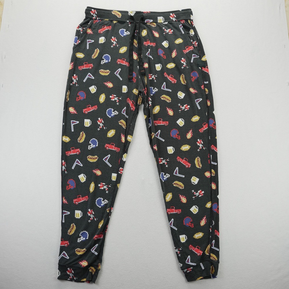 Saxx Snooze Pant Mens Large Gray 8-Bit Football Tailgate Pixel Print Pajamas